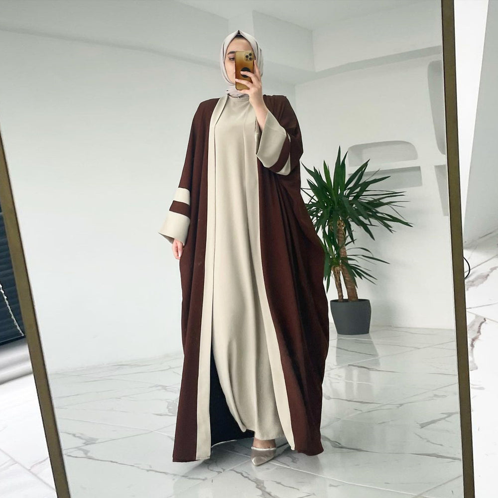 Women's Muslim Long Dress Abaya Two-piece Suit