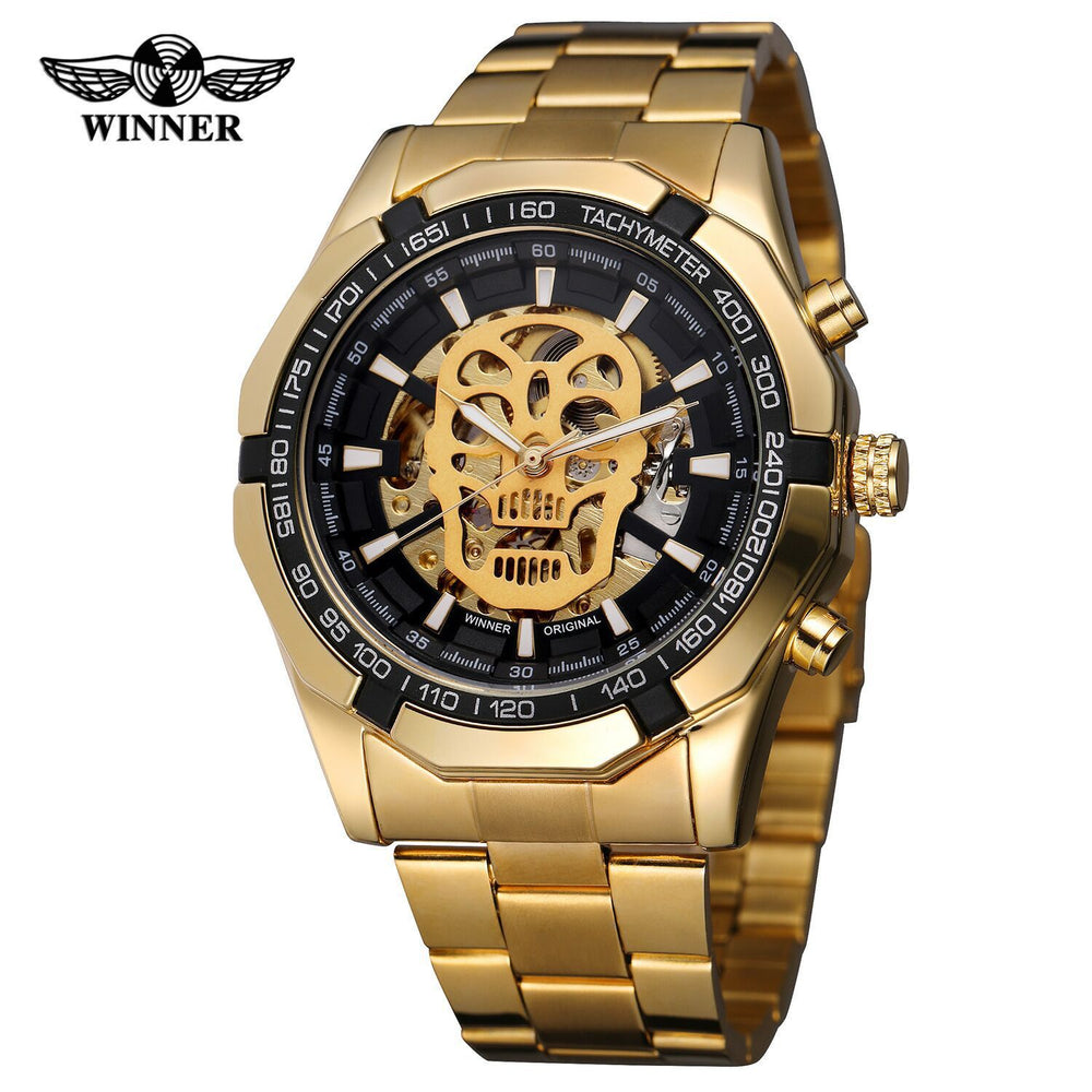 European And American Men's Fashionable And Casual Luminous Skull Hollow Automatic Mechanical Watch