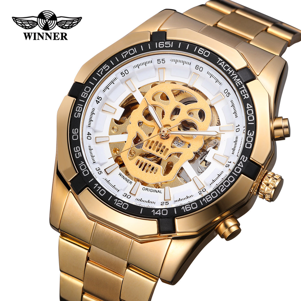 European And American Men's Fashionable And Casual Luminous Skull Hollow Automatic Mechanical Watch