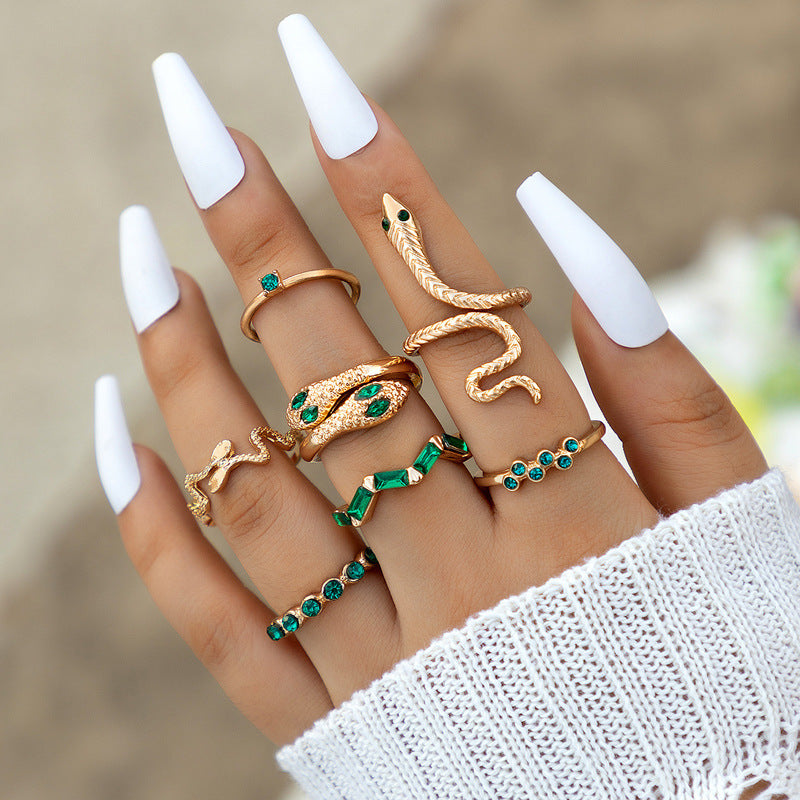 Snake Ring Creative Personality Moon Pearl