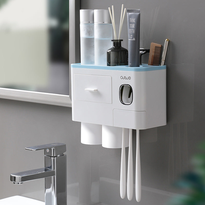 Toothbrush Holder Toothbrush Cup Mouthwash Cup Wall-mounted Bathroom Punch-free Wall-mounted Toothpaste Toothbrush Cup Suit