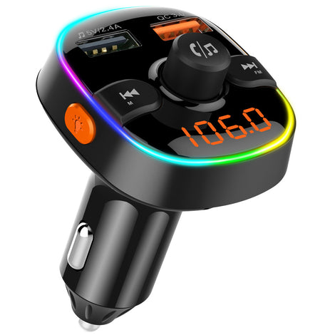 Cross-border Wholesale QC3.0 Fast Charging Car Bluetooth MP3 Player Car FM Transmitter Colorful Atmosphere Light Display