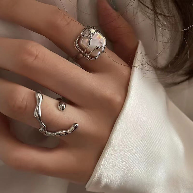 Snake Ring Creative Personality Moon Pearl