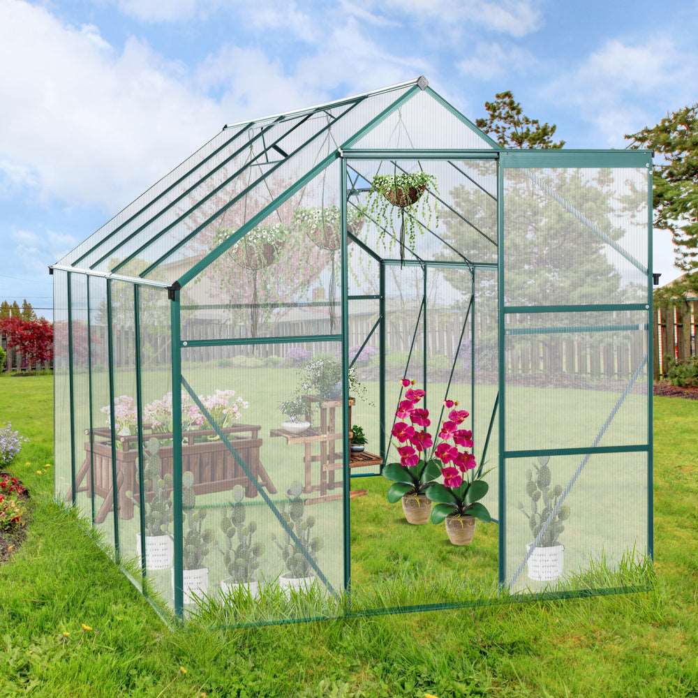 6X10FT Polycarbonate Greenhouse Raised Base and Anchor Aluminum Heavy Duty Walk-in Greenhouses for Outdoor Backyard in All Season