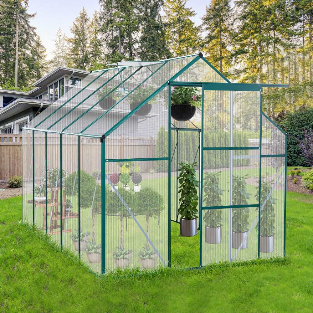 6X10FT Polycarbonate Greenhouse Raised Base and Anchor Aluminum Heavy Duty Walk-in Greenhouses for Outdoor Backyard in All Season