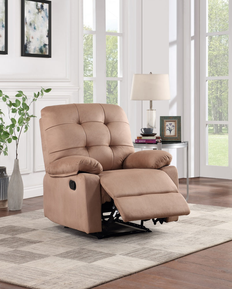 Contemporary Peat Color Plush Microfiber Motion Recliner Chair 1pc Couch Manual Motion Plush Armrest Tufted Back Living Room Furniture