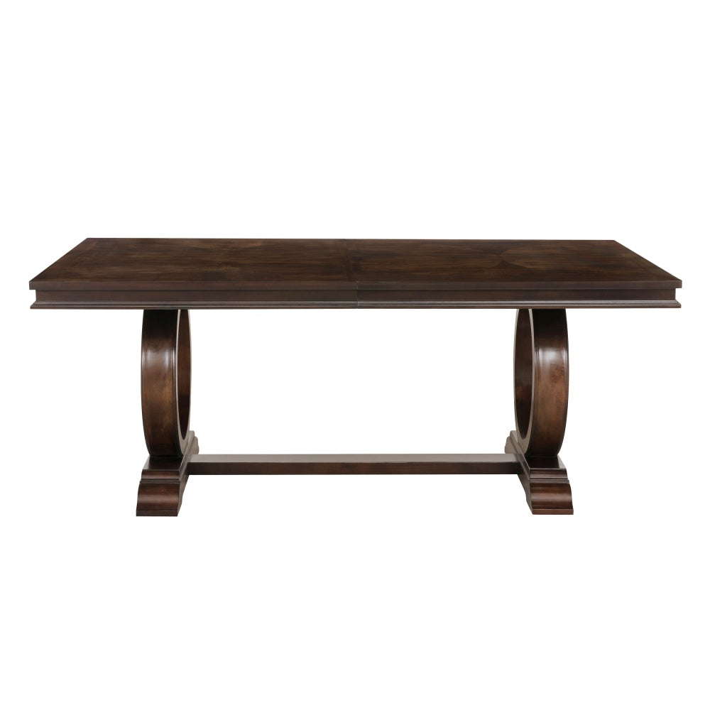 Modern Traditional 1pc Dining Table with Self Storing Extension Leaf Dark Cherry Finish Ring Shape Base Dining Furniture