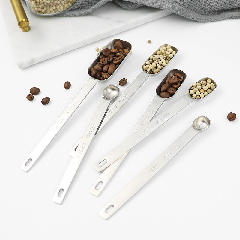 Stainless Steel Measuring Spoon Multi-size Seasoning Material Measuring Spoon Milk Powder Measuring Spoon Coffee Measuring Spoon Baking Scale Spoon Tool