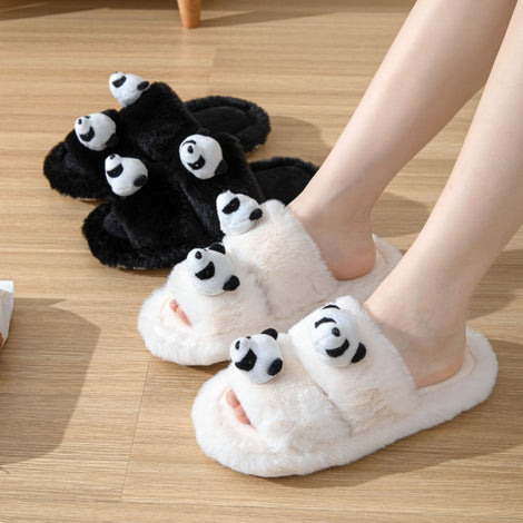 Parallel Bars Panda Cotton Slippers Female Home