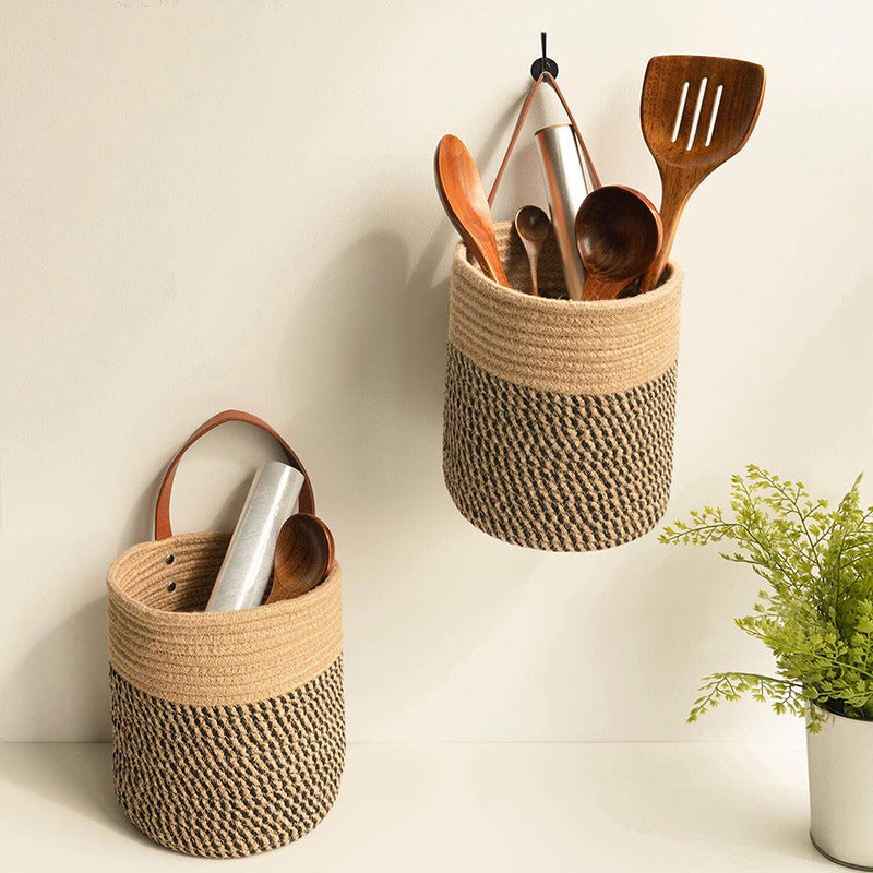 Plant Hanging Orchid Artificial Rattan Wall Hanging Flower Pot Woven Basket Hand-planted Artificial Flower Handmade Hanging Basket Pot