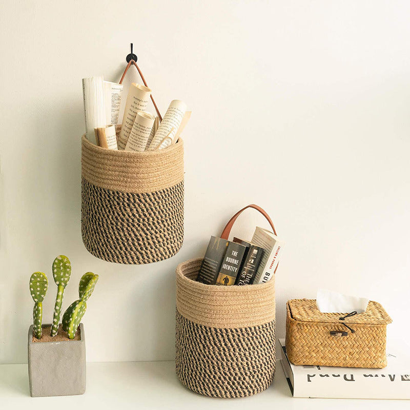 Plant Hanging Orchid Artificial Rattan Wall Hanging Flower Pot Woven Basket Hand-planted Artificial Flower Handmade Hanging Basket Pot