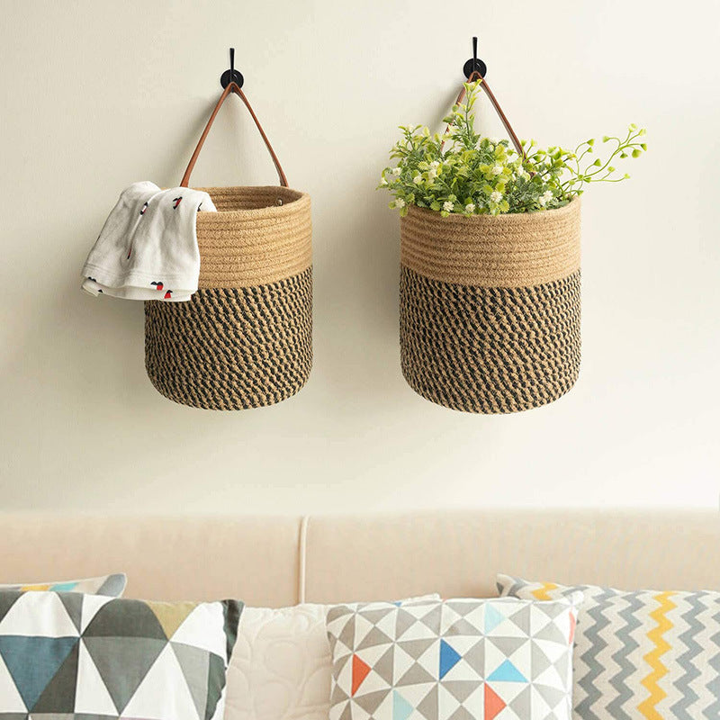 Plant Hanging Orchid Artificial Rattan Wall Hanging Flower Pot Woven Basket Hand-planted Artificial Flower Handmade Hanging Basket Pot