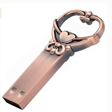 Heart Shaped Bronze Key Storage U Disk Pendant U Disk