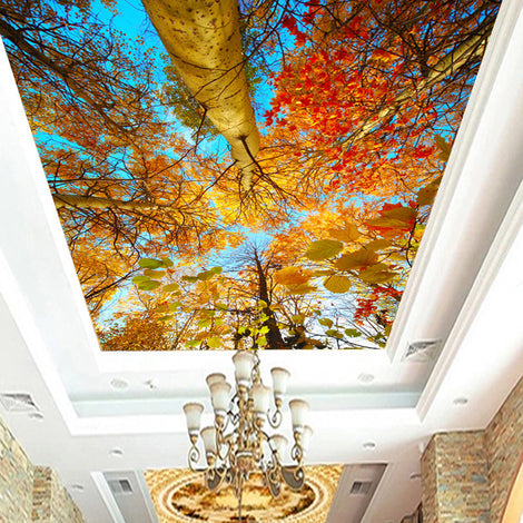 European-style Large Mural Pastoral Green Tree Ceiling Ceiling Wallpaper Simple 3D Space Background Wall