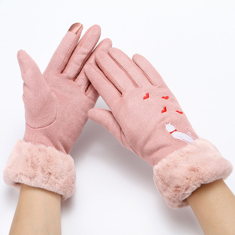 Gloves women winter suede gloves