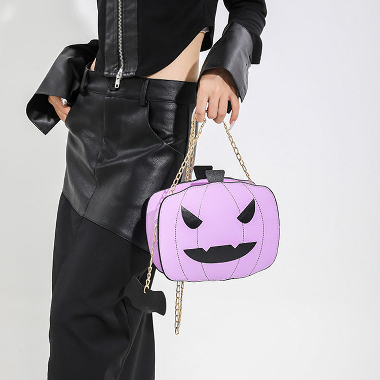 Halloween Cartoon Pumpkin Shoulder Bag For Girls Personality Funny Creative Chain Crossbody Bags Women