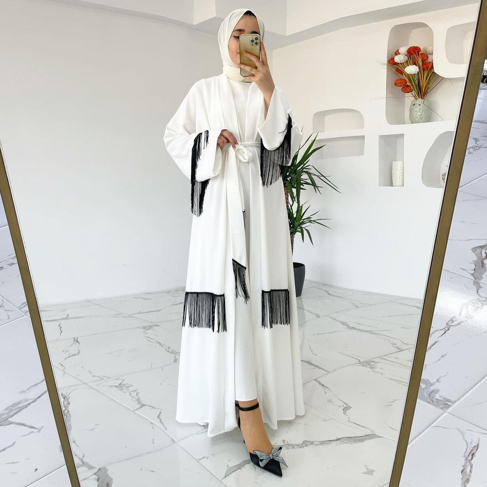 Arab Dubai Ethnic Clothes Middle East Abaya Coat Tassle Fashion Dress