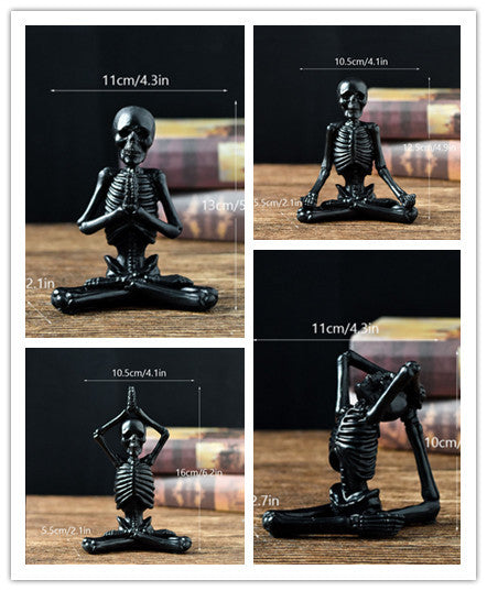 Halloween Horror Desktop Decoration Resin Ornaments Feature Modeling Yoga Skull Skeleton