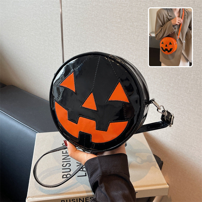 Halloween Pumpkin Small Round Bag Girls Funny Cute Shoulder Bag Personality Creative Messenger Crossbody Bags For Women