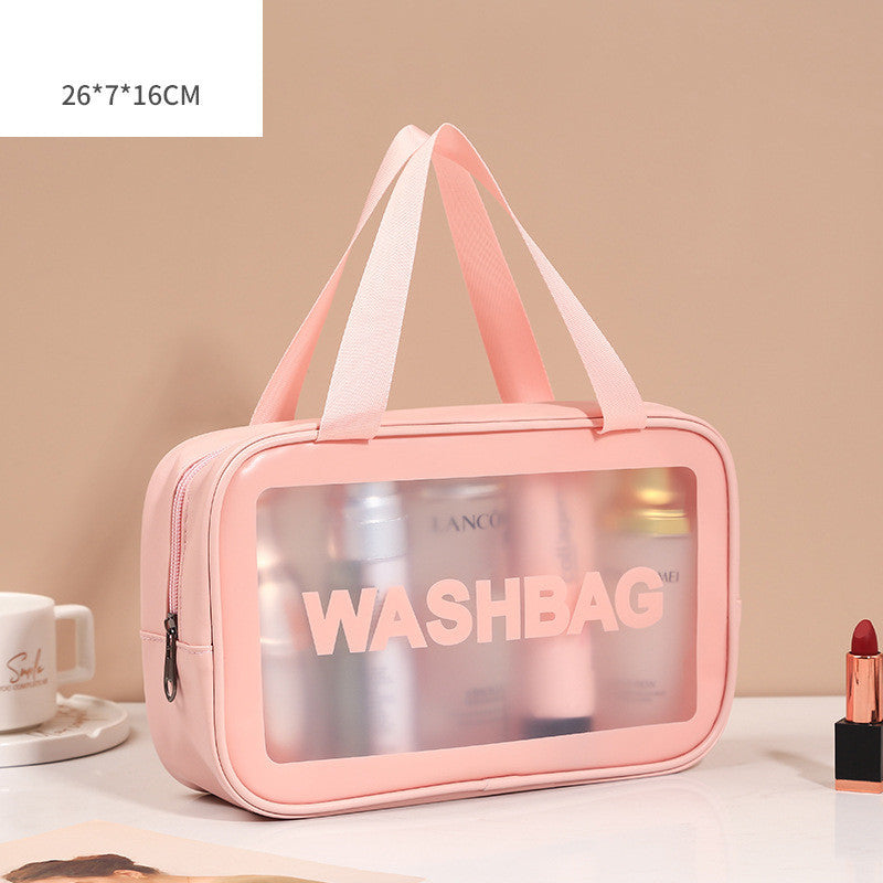 Pu Transparent Three Piece Makeup And Wash Bag Large Capacity