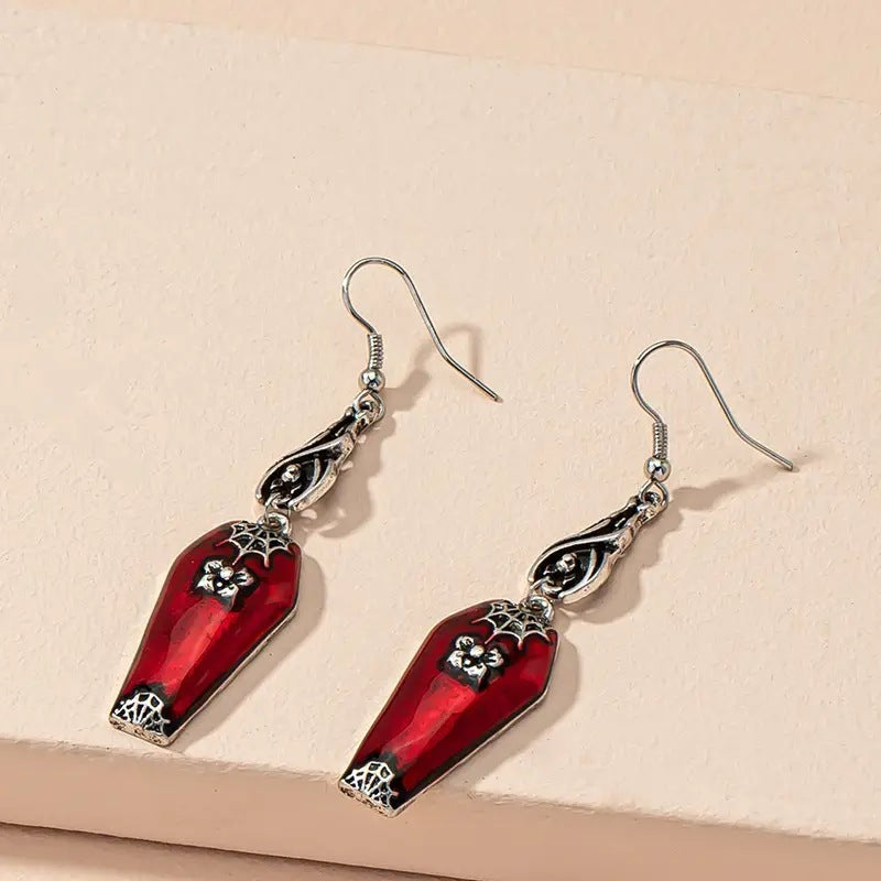 Halloween Earrings Ins Style Red Bat Spider Retro Earrings Jewelry