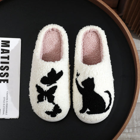 Embroidery Cotton Slippers Home Winter Comfortable Woolen Slipper