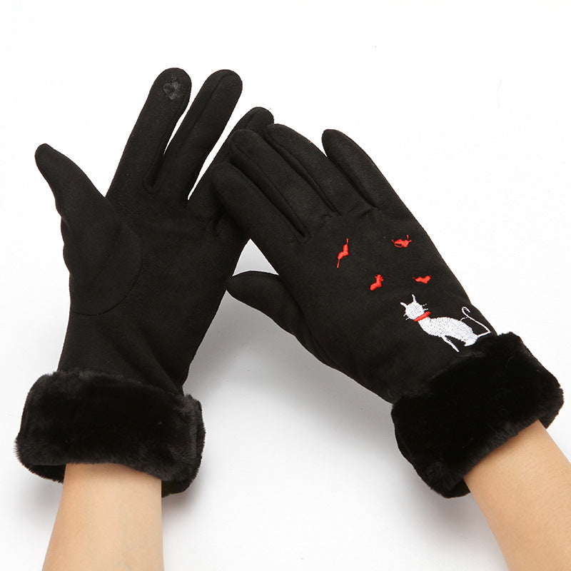 Gloves women winter suede gloves