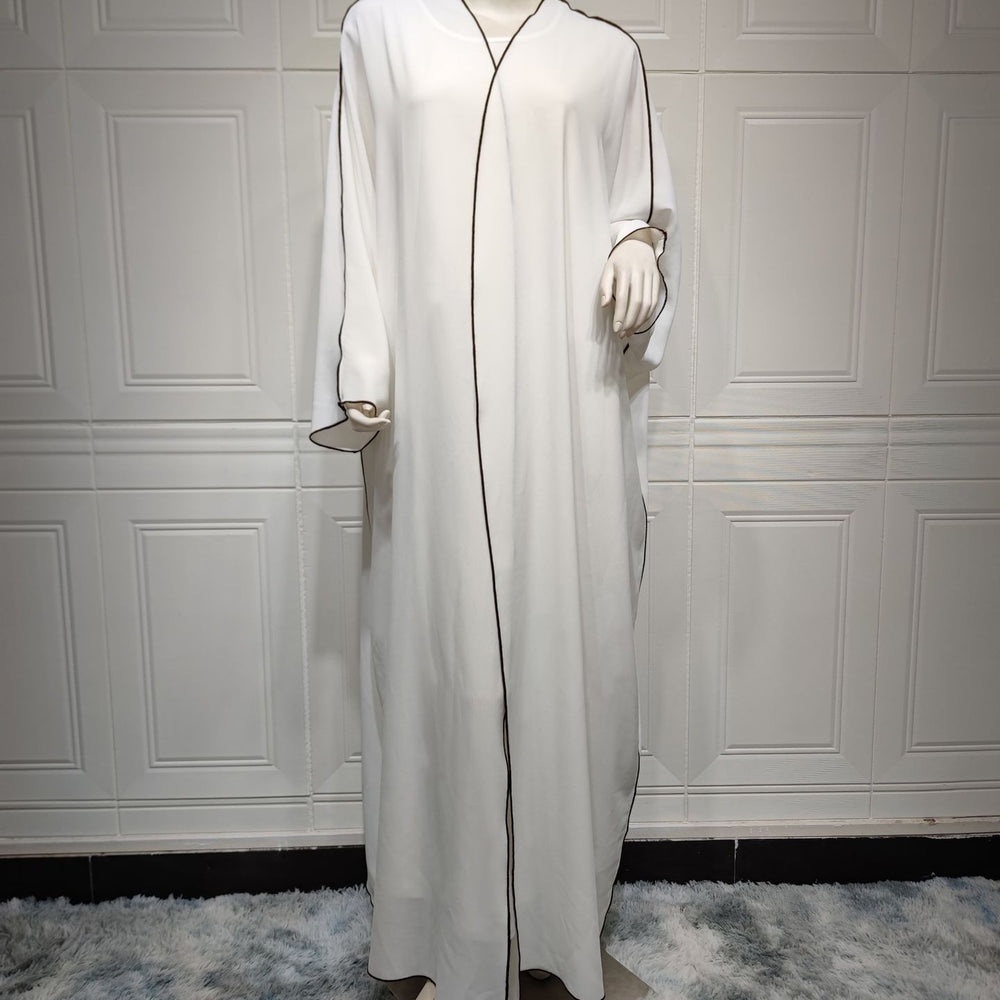 Women's White Patchwork Plus Size Women's Abaya Robe