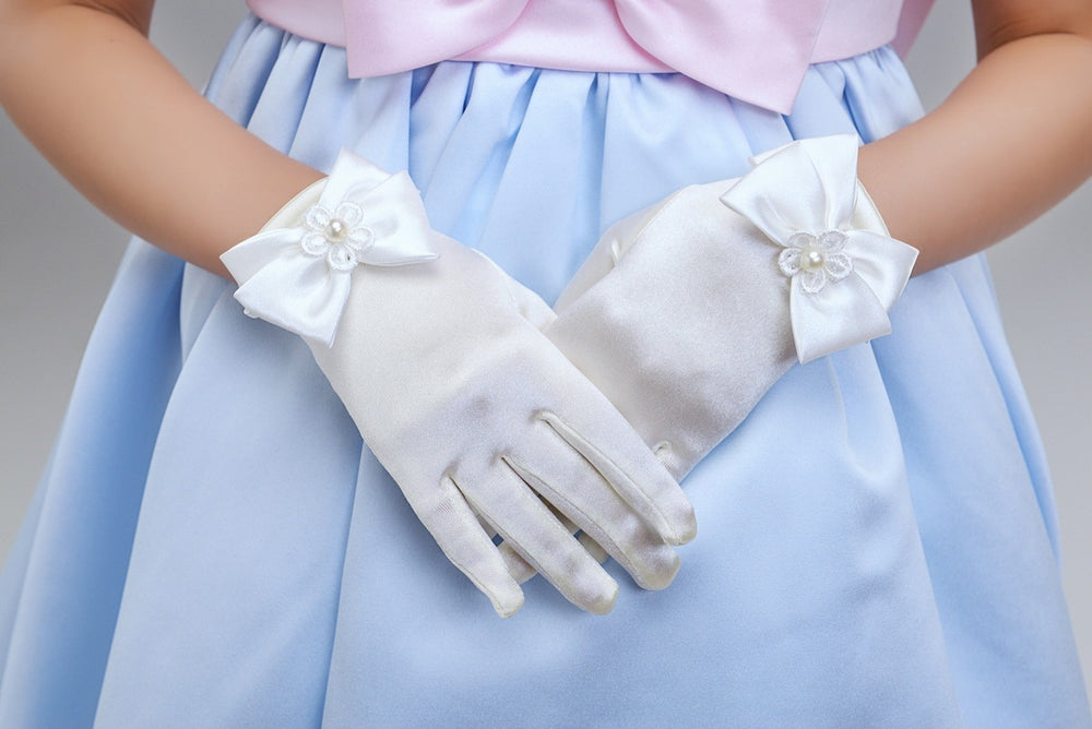 Flower Girl Long Gloves Children's Gloves Girls Bowknot Dress Gloves