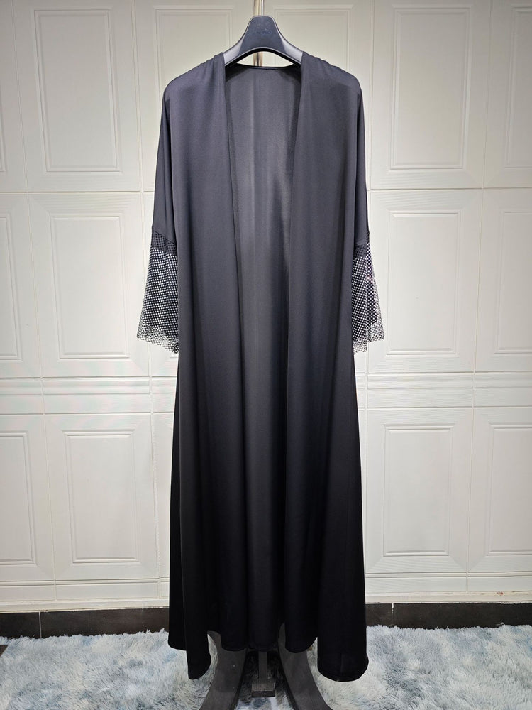 MQ085 Cardigan Abaya Muslim Cross-border Stretch Diamond Mesh Robe