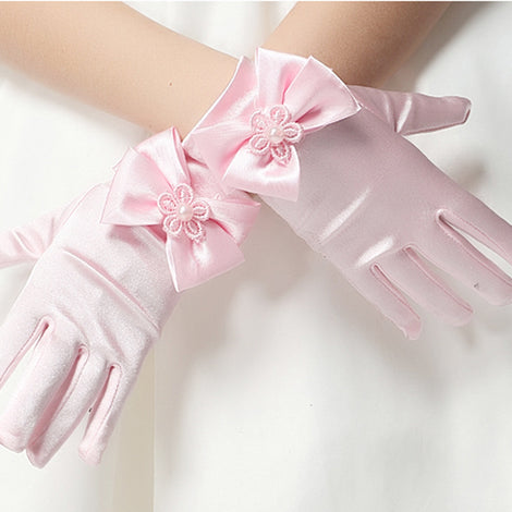 Flower Girl Long Gloves Children's Gloves Girls Bowknot Dress Gloves