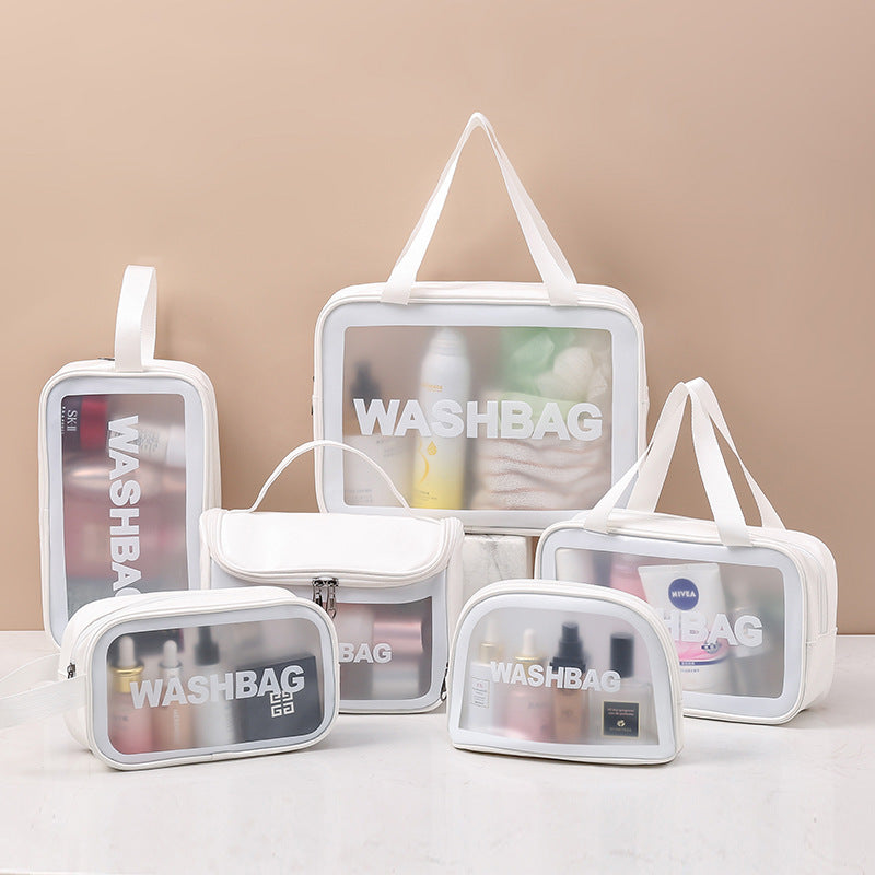 Pu Transparent Three Piece Makeup And Wash Bag Large Capacity