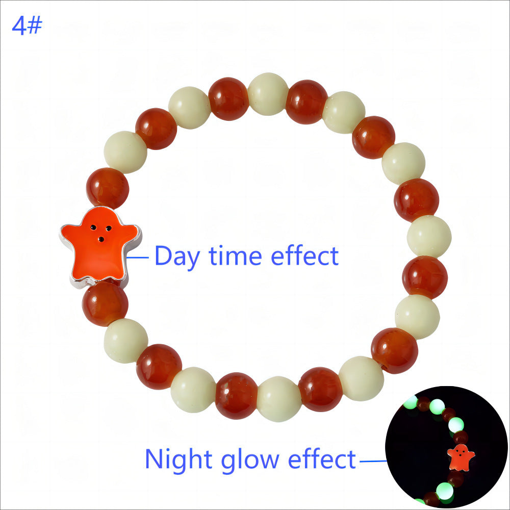 Day Of The Dead Luminous Bracelet Glass Beaded Halloween Luminous Bracelet