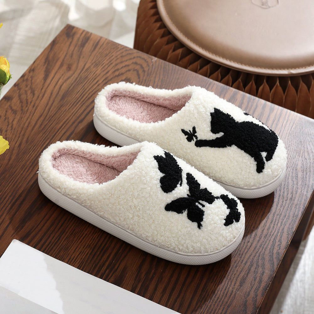 Embroidery Cotton Slippers Home Winter Comfortable Woolen Slipper