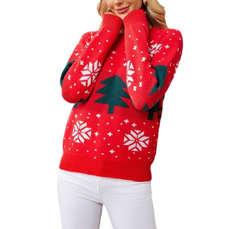 Women's Christmas Tree Jacquard Pullover Knitted Sweater