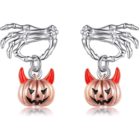 Simple Fashion Halloween Ghost Hand Pumpkin Head Stud Earrings