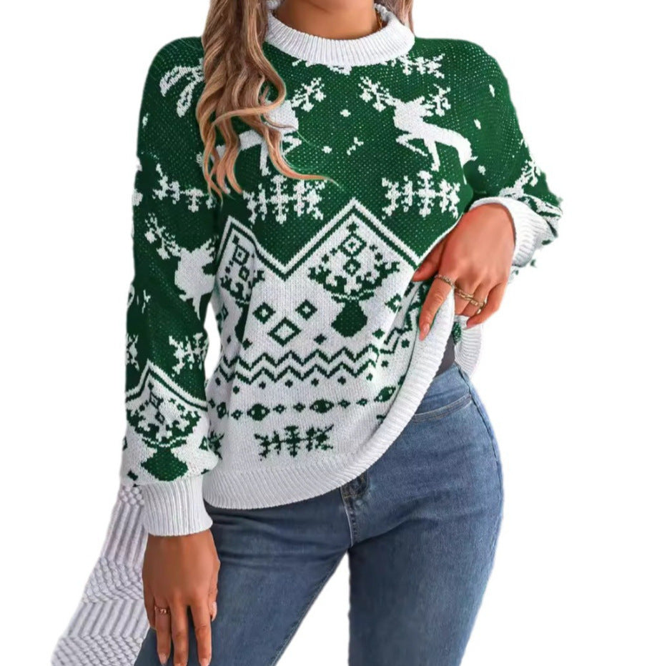 Casual Deer Pattern Long Sleeve Christmas Sweater