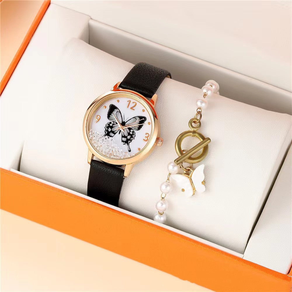 Women's Fashion Numbers Rhinestone Butterfly Quartz Watch