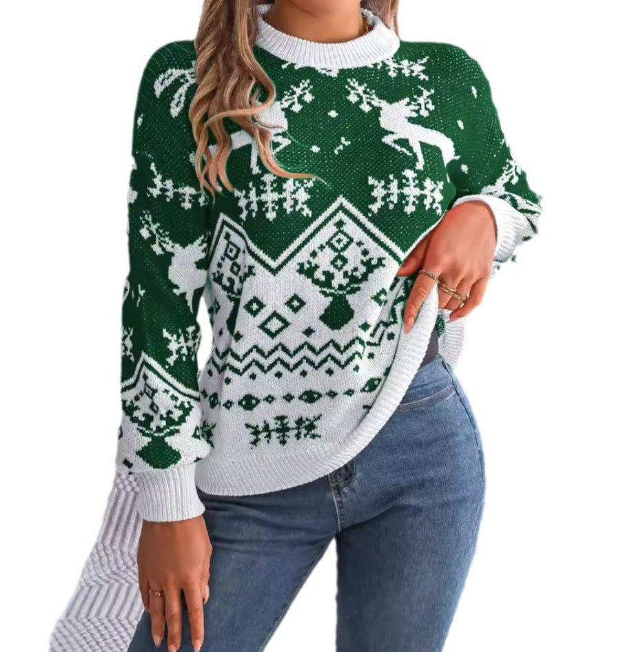 Casual Deer Pattern Long Sleeve Christmas Sweater