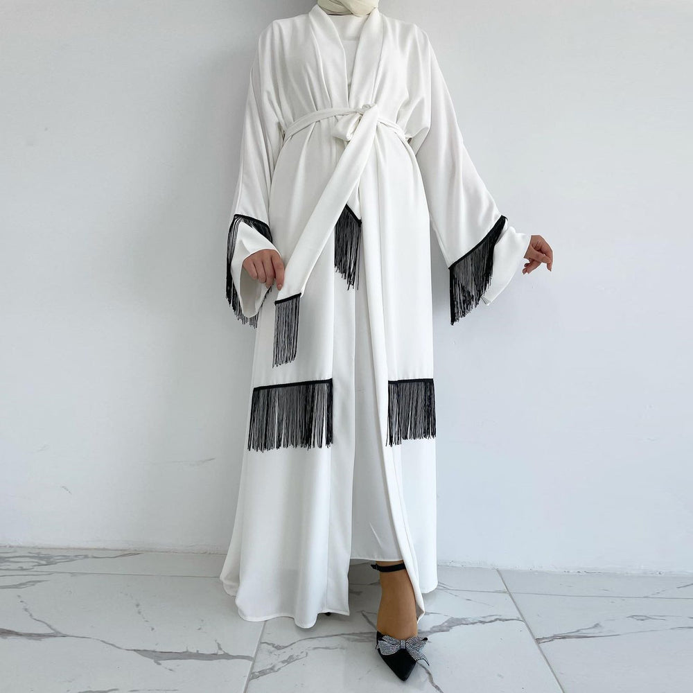 Arab Dubai Ethnic Clothes Middle East Abaya Coat Tassle Fashion Dress