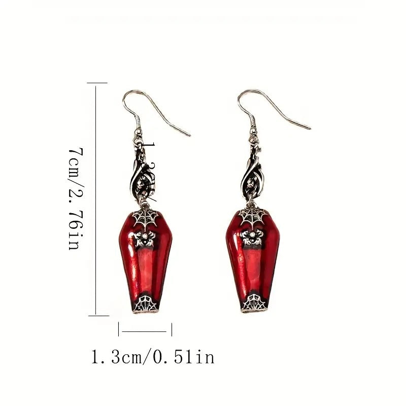 Halloween Earrings Ins Style Red Bat Spider Retro Earrings Jewelry