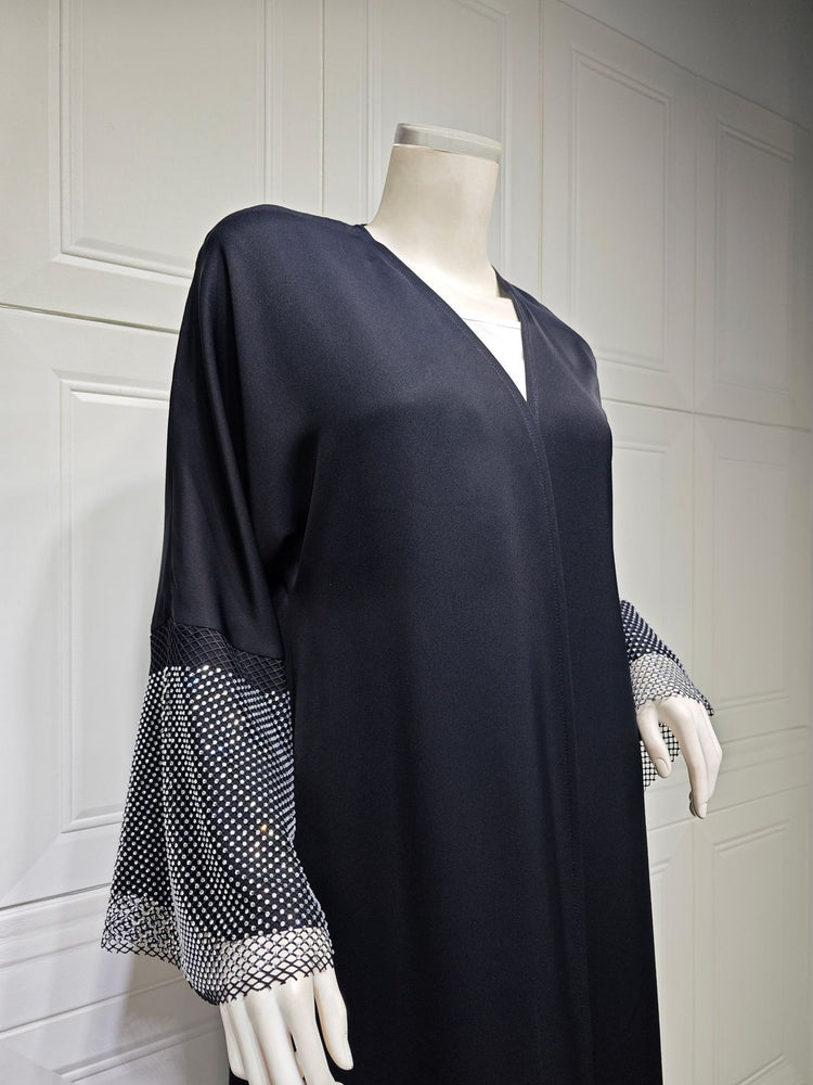 MQ085 Cardigan Abaya Muslim Cross-border Stretch Diamond Mesh Robe