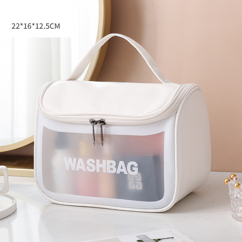 Pu Transparent Three Piece Makeup And Wash Bag Large Capacity