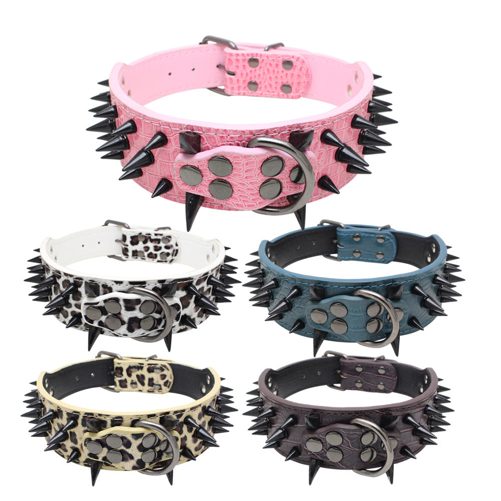 Hot Sale Spike Pet Collar Colorful Rivet Dog Collar Large And Medium Dog Traction Rope Iron Chain