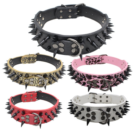 Hot Sale Spike Pet Collar Colorful Rivet Dog Collar Large And Medium Dog Traction Rope Iron Chain