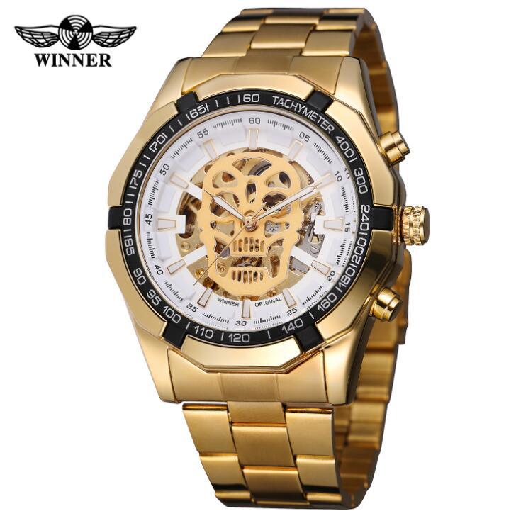 European And American Men's Fashionable And Casual Luminous Skull Hollow Automatic Mechanical Watch