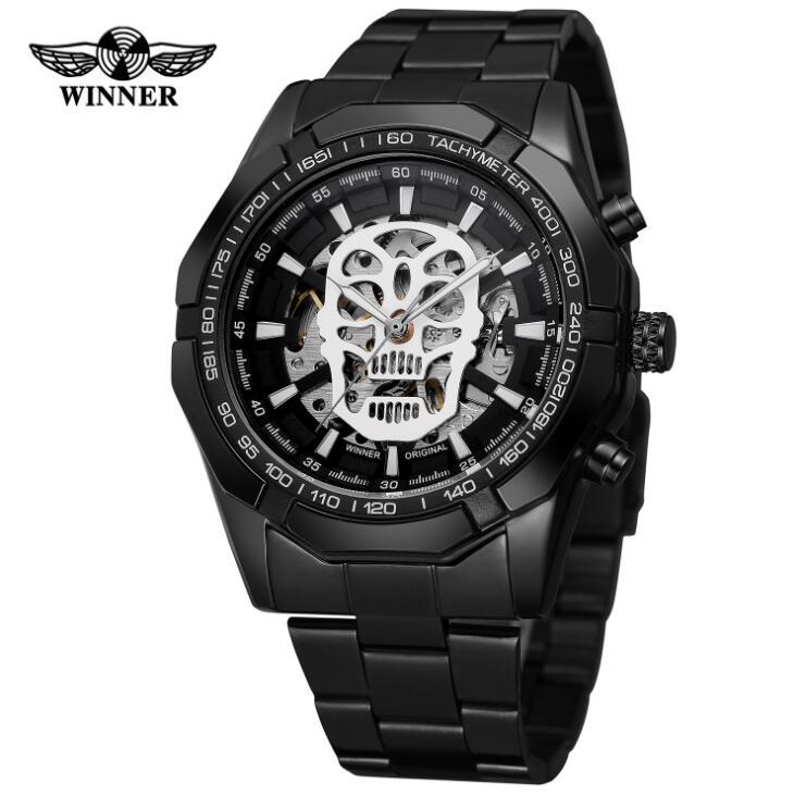 European And American Men's Fashionable And Casual Luminous Skull Hollow Automatic Mechanical Watch