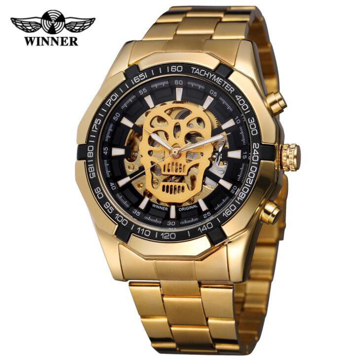 European And American Men's Fashionable And Casual Luminous Skull Hollow Automatic Mechanical Watch