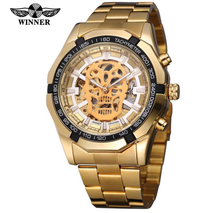 European And American Men's Fashionable And Casual Luminous Skull Hollow Automatic Mechanical Watch