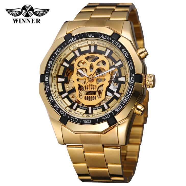 European And American Men's Fashionable And Casual Luminous Skull Hollow Automatic Mechanical Watch